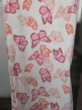 Betsey Johnson White Plush Throw with Pink Butterfly Motif